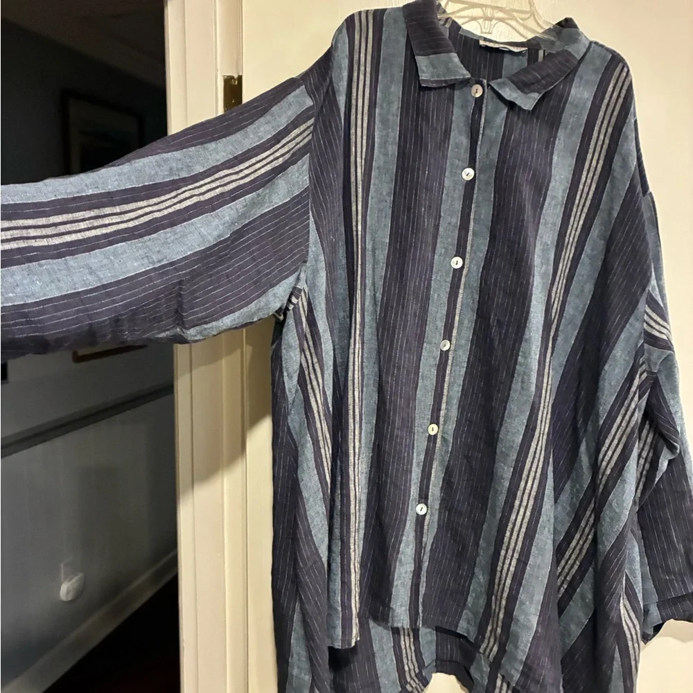 Bryn Walker Liner Striped Button-Up Shirt 2X - Picture 5 of 6